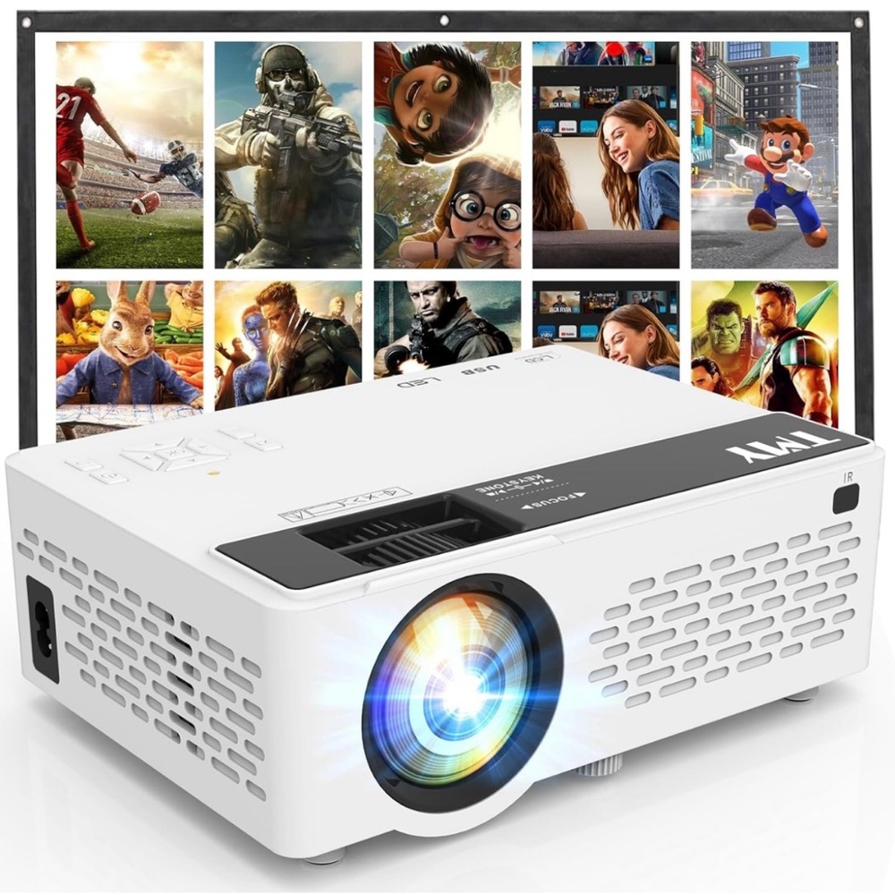 TMY 1080P Full HD Portable Mini Projector, Upgraded Bluetooth Movie Projector